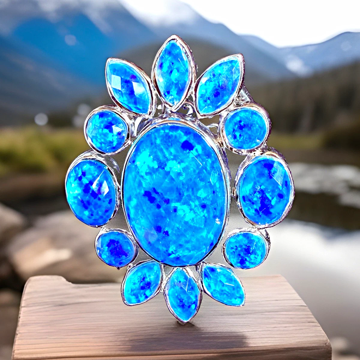 #899　K16GP　オーロラプルームアゲート　オパール　ブルージルコン Blue Opal Fashion Rings for sale | eBay