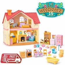 Li’l Woodzeez Honeysuckle Hillside Cottage Dollhouse 20pc Furniture Set NEW