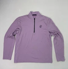 Greyson Sweatshirt Men's Medium Pink 1/4 Zip Logo Moisture Wicking Golf Active