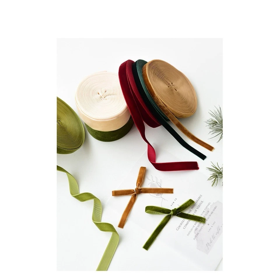 10 Meter Cloth Velvet Ribbon with Flocking for Holiday Wrapping and DIY Crafts - Image 4 of 4