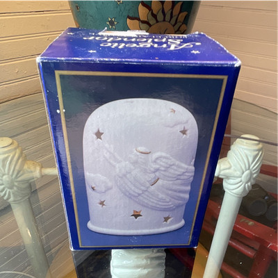 Papel Angelic Splendor Porcelain Votive Candle Holder White Stars Boxed