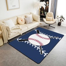 Softball Area Rug 3x5 Kids Baseball Decorative Rug for Boys Girls Teens Baseb...