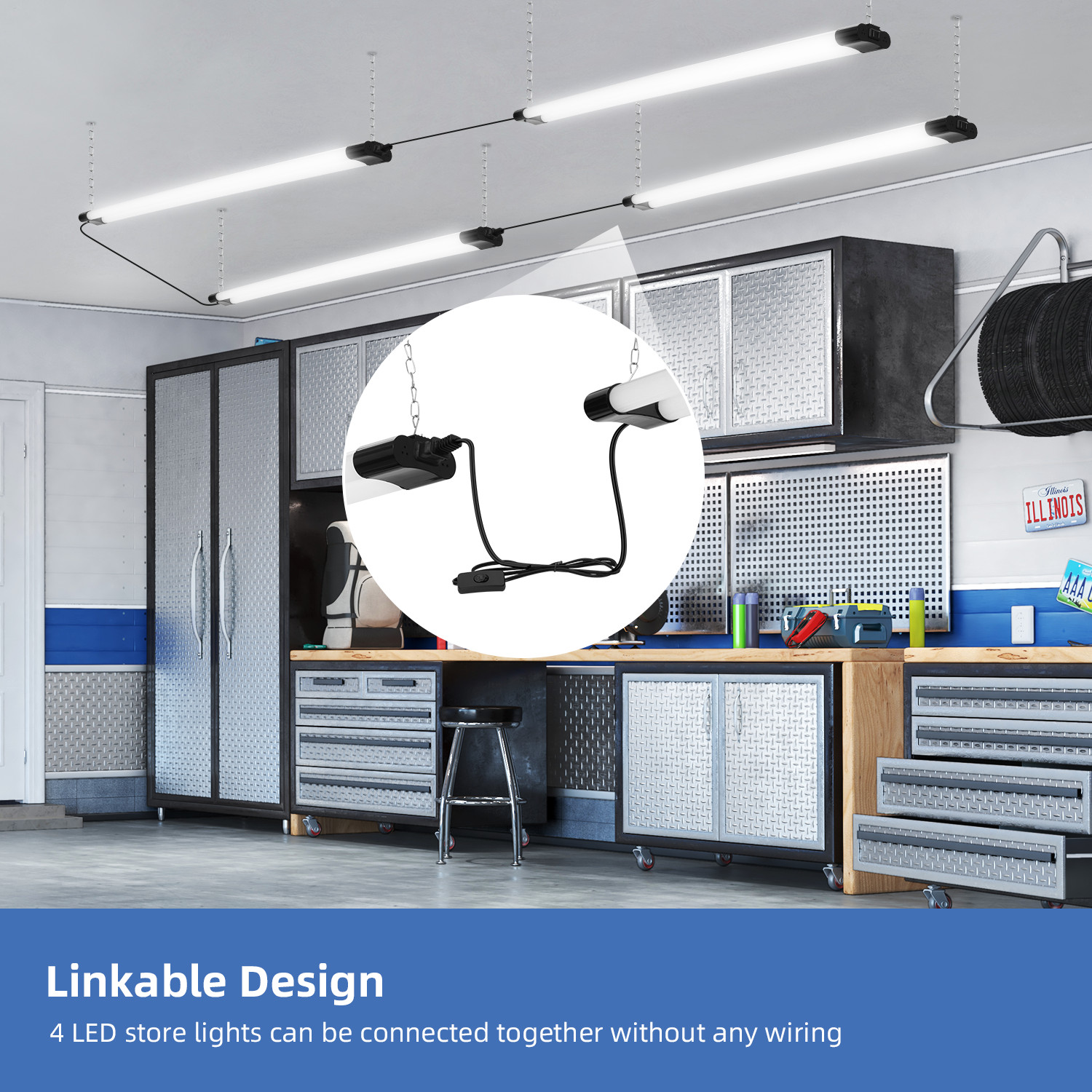 4-20PACK 4FT LED SHOP LIGHT 6500K Daylight Fixture Utility Ceiling Lights Garage