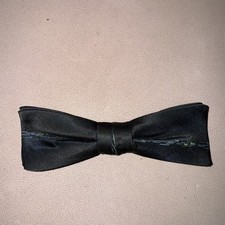 Vintage Wembley Black Bow Tie Clip On Adjustable Metal Clasps Formal Tuxedo