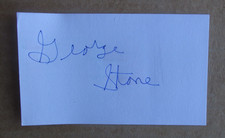 GEORGE STONE SIGNED AUTOGRAPH 3X5 INDEX CARD MLB 1967 BRAVES 1973 NEW YORK METS
