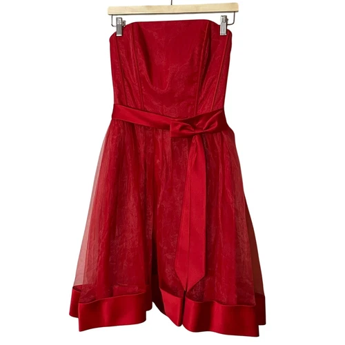 VALENTINO Abito corsetto Alfred Angelo rosso ciliegia tulle a strati TG 10 dettaglio fiocco linea A