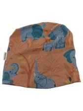 Meyadey Bonnet Enfant Éléphants Marron Bleu Bio-Coton