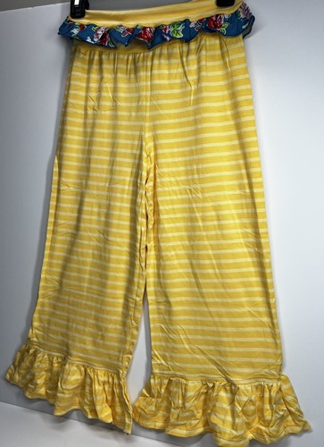 Persnickety Girls 8 Double Dutch Yellow White Stripe Fancy Ruffle Pants Bottoms - Picture 3 of 6
