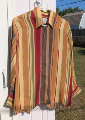 VTG Maurice Emde Demain Les Barbares Striped Shirt 22'' Pit to Pit Made in France