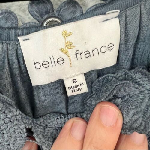 Belle France Sz S silk gray blouse fairy ruffles made in Italy cottagecore - Picture 2 of 8