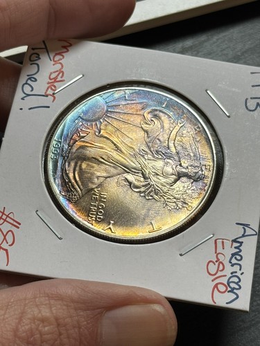 1993 AMERICAN SILVER EAGLE MONSTER COLORFUL TONING TONED COIN (Raw6247) - Picture 7 of 9