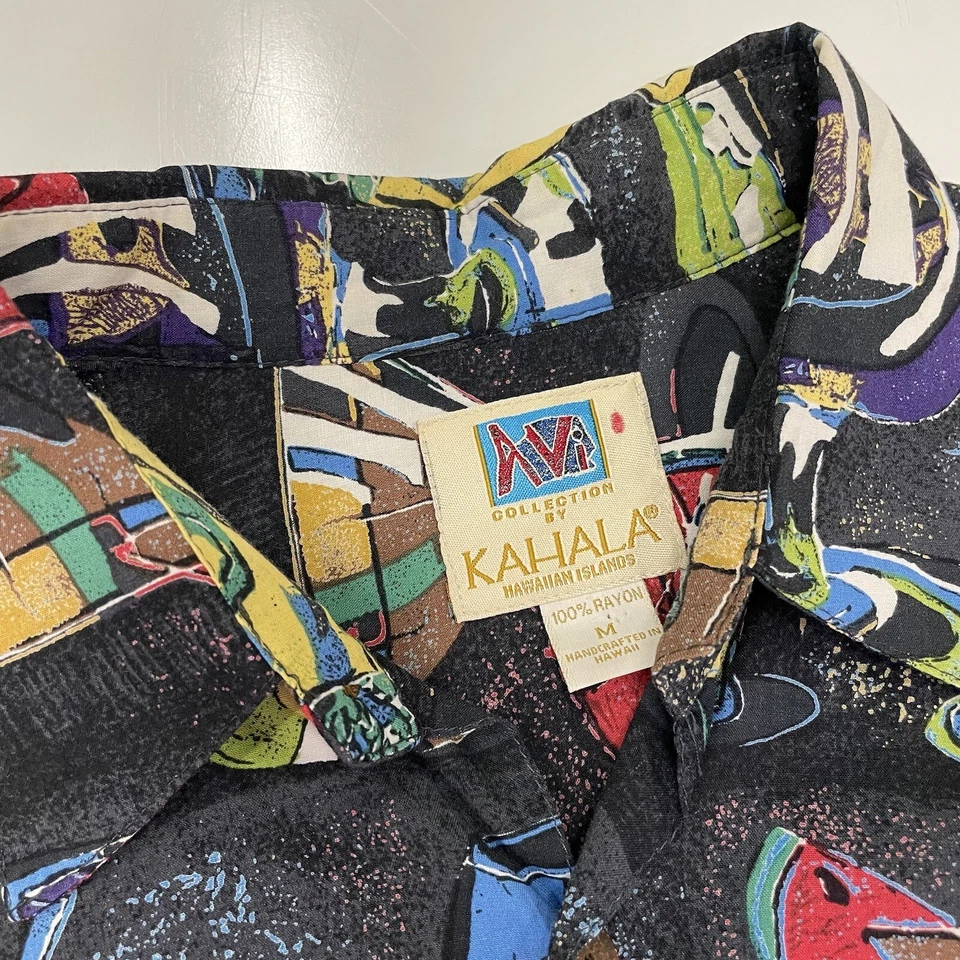 Camisa Kahala Avi Para Hombre Negra Coctelería Bar Bebidas Hawaiian Beach Island Hawaii M Foto 3 de 4