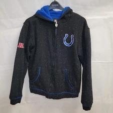 NFL Proline Indianapolis Colts Black Full-Zip Lined Hoodie Jacket Size Small