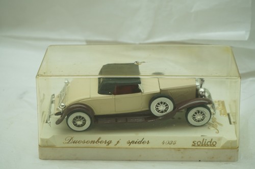 VINTAGE SOLIDO TOY CAR DUESENBERG SPIDER 4035 BEIGE BROWN BOX DIECAST 5in - Picture 1 of 5