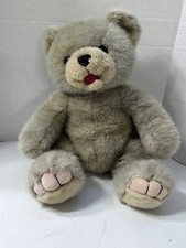 Vintage Fuzzy Teddy Bear Brown Tan Tongue Out Plush Stuffed Animal 15  