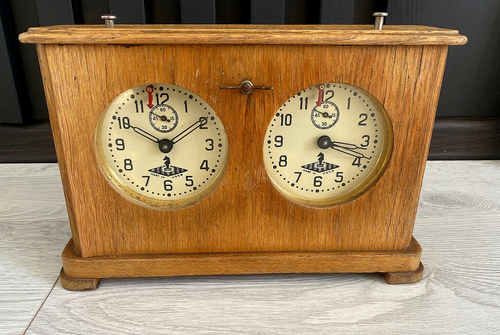 Antique Wooden Chess Clock Tournament USSR 1961 year Soviet Russian Vintage