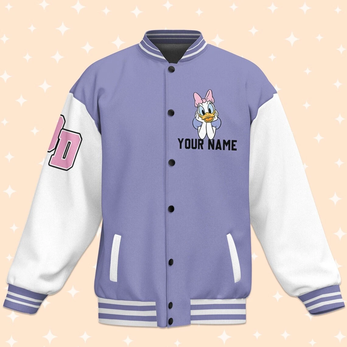 Personalize Disney Vintage Daisy Duck Baseball Jacket,  Custom Disney Jacket