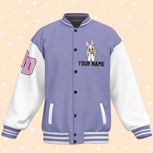Personalize Disney Vintage Daisy Duck Baseball Jacket,  Custom Disney Jacket