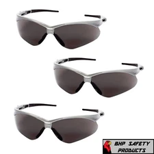 3 PAIR KLEENGUARD NEMESIS SAFETY GLASSES SILVER FRAME/SMOKE ANTI-FOG LENS 47383