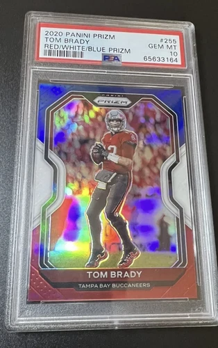 2020 Panini Red White Blue Prizm #255 Tom Brady Bucs PSA 10 GEM MINT 💎