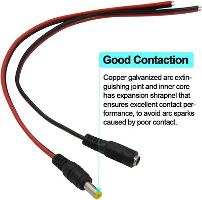 FEDUS DC Male Pigtail Cable 2.1mm X 5.5mm Socket To Bare Wire 12V For CCTV, DVR, LED At ₹ 8 - View #5