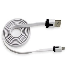 Flat Tangle Free Micro USB Sync and Charge Data Cable 3ft - White