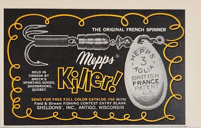 1966 Print Ad Mepps Killer French Spinner Fishing Lures Sheldon's Antigo,WI