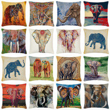 18" Elephant Dressed in National Ethnic Headwear Ivory Pillow Cover Cushion Case