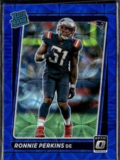 2021 Donruss Optic #283 Ronnie Perkins Blue Scope Prizm Rated Rookie Patriots RC