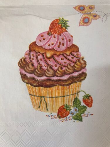 Two Individual Beverage Paper Napkins Paper Craft Decoupage Cupcakes Cupcake - Picture 4 of 12