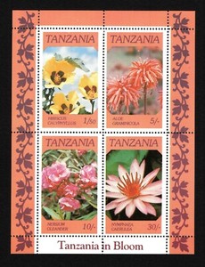 OPC 1986 Tanzania Flowers Souvenir Sheet Sc#318a MNH 46295a