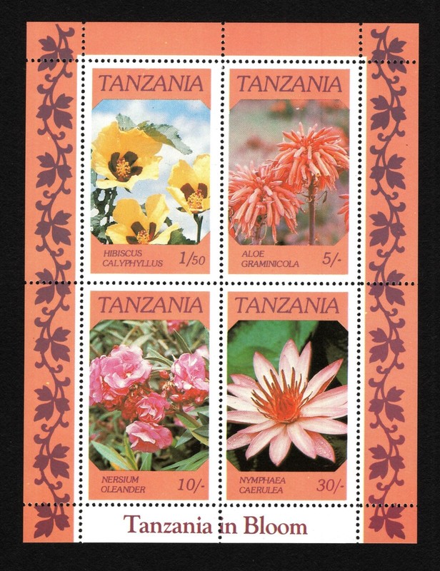 OPC 1986 Tanzania Flowers Souvenir Sheet Sc#318a MNH 46295a