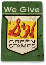 TIN SIGN S&H Green Stamps Retro Stamp Metal Sign Decor B245 
