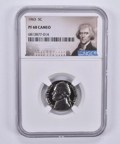 1963 Jefferson Nickel 5c PF68 Cam NGC Special Label