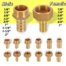 Male/Female Thread BSP Brass Fitting Barb Hose Tail End Air Gas Hose Connectors