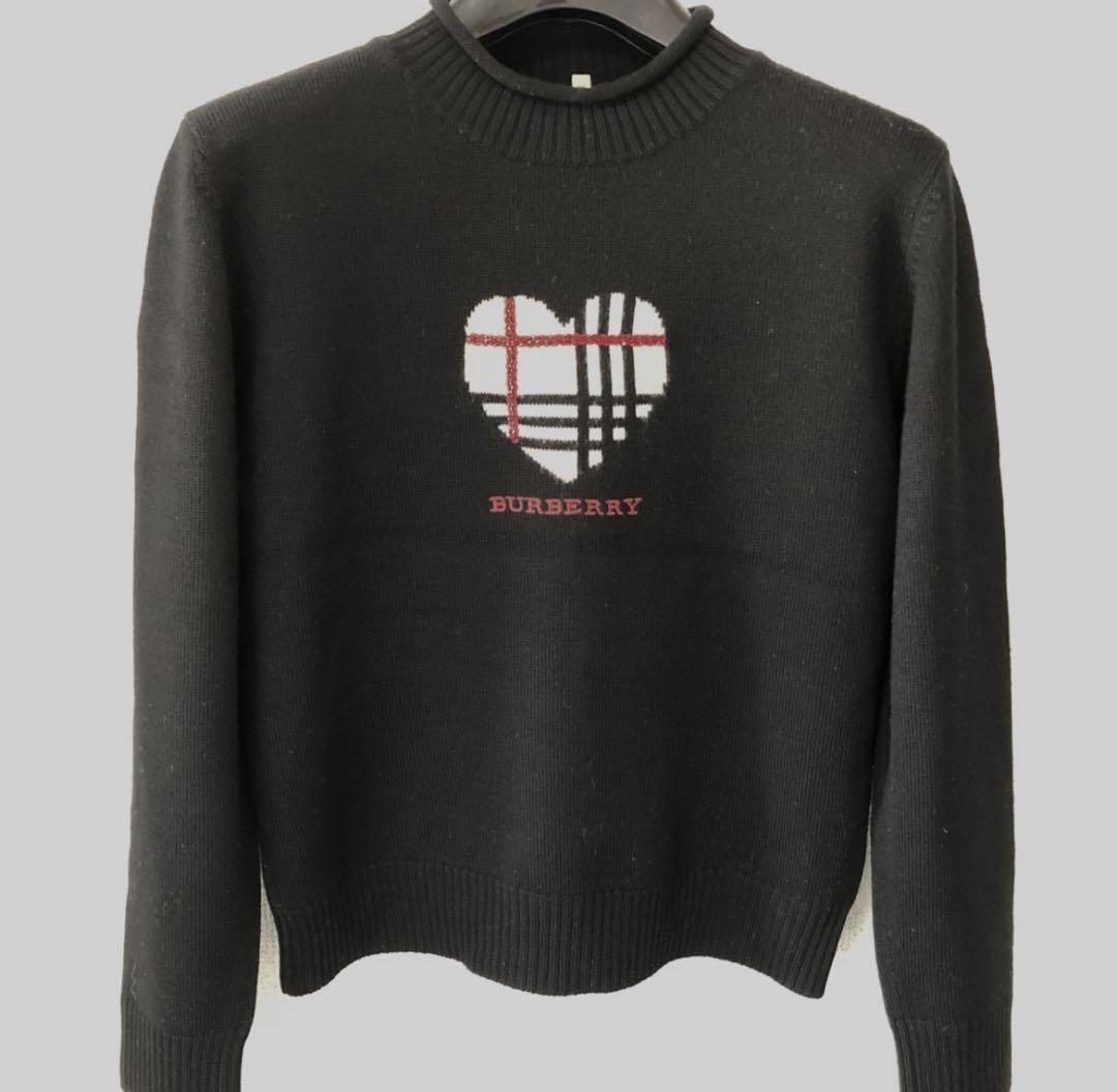Burberry Heart Logo Knit Sweater Black Kids Size 160 New