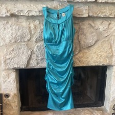 Signature by Sangria - Green Cocktail Dress Ruched EUC Size 6