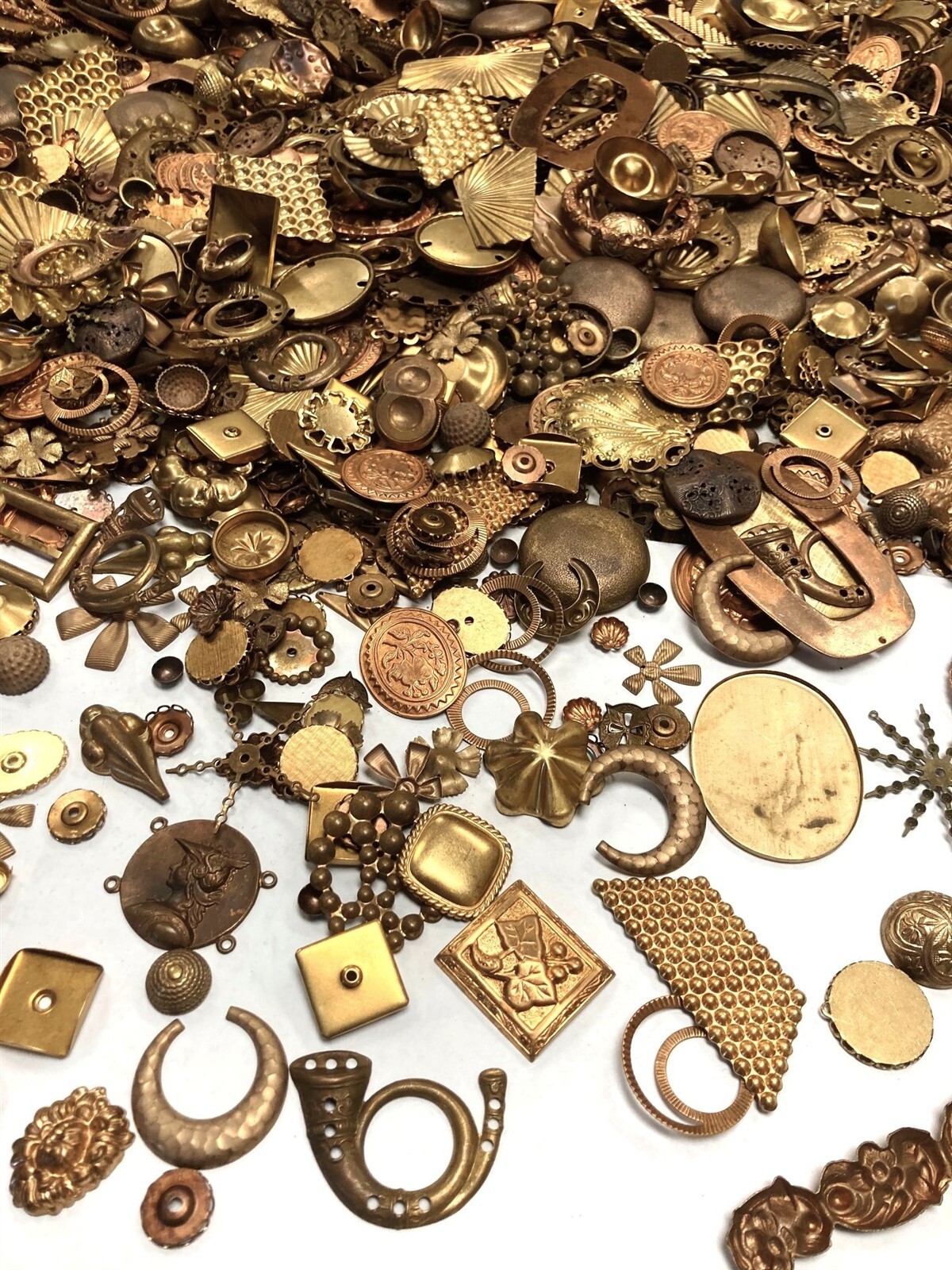 1/2 Pound Vintage Patina Aged Solid Brass Stampings Findings & Settings Lot 1589
