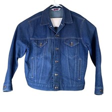 Vintage Jean Jacket Big Mac Size Large Dark Wash Denim Button Up Pockets