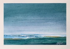 Watercolor Painting Orig. Semi-Abstract Landscape Sky "Heavy Weather" Signed 5x7