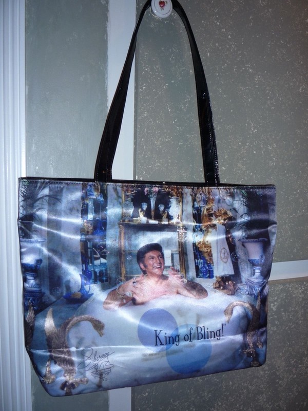 RARE LIBERACE celebrity owned blue lge handbag/tote/purse/carry all* Piano/LGBTQ