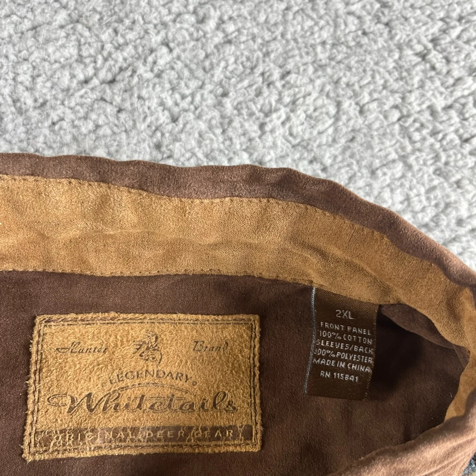 Legendary Whitetails Shirt Mens 2XL XXL Brown Button Up Faux Suede Buck Outdoor - Image 3 of 4