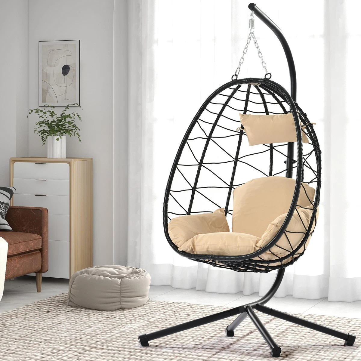Hanging bedroom 2025 chair with stand
