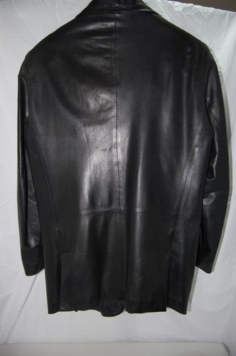 XL π₯ GIANNI VERSACE MEN Black Tall TRENCH Leather Coat Jacket Belted - Picture 6 of 11