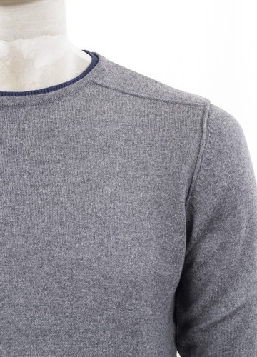 MAGLIA MARKUP GIROCOLLO CON BORDI A CONTRASTO E BORDI COTONE E CASHMERE GRIGIO - Foto 5 di 5