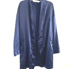 Victoria's Secret Robe One Size Satin Robe Blue Attached Tie