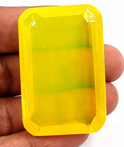 Transparent Emerald Cut EGL Certified 180 Ct Ethiopian Bi-Color Yellow Gemstone - Picture 2 of 13