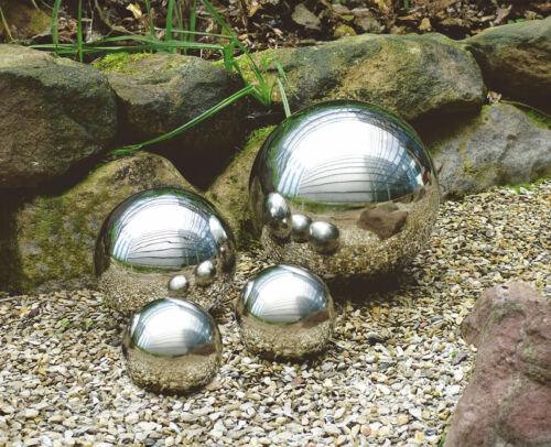 Boule décorative acier inoxydable lot de 4 brillantes - 10/15/20 cm - Jardin Nage Boule - Photo 1/1