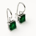 925 Sterling Silver Studs Earrings Princess Cut Emerald Cubic Zirconia
