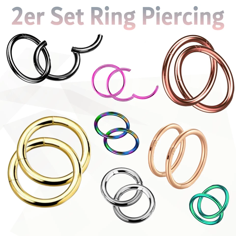 2x Ring Piercing Septum Nase Lippe Ohr Universal Tragus Helix ++BLITZVERSAND++ - Bild 2 von 2